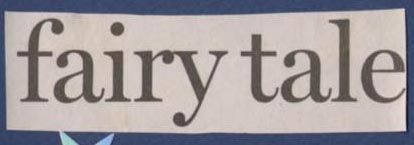 Detail of a paper collage showing a newspaper cutting with the words 'fairy tale'