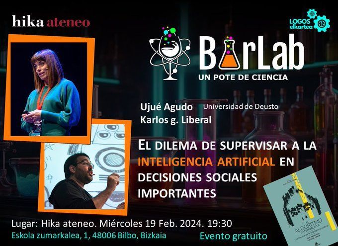 Cartel de la charla el dilema de algoritmos y supervisión humana 