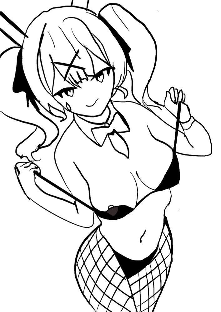 rabbit hole miku wearing just fishnets, panties, and a bra shes pulling off 