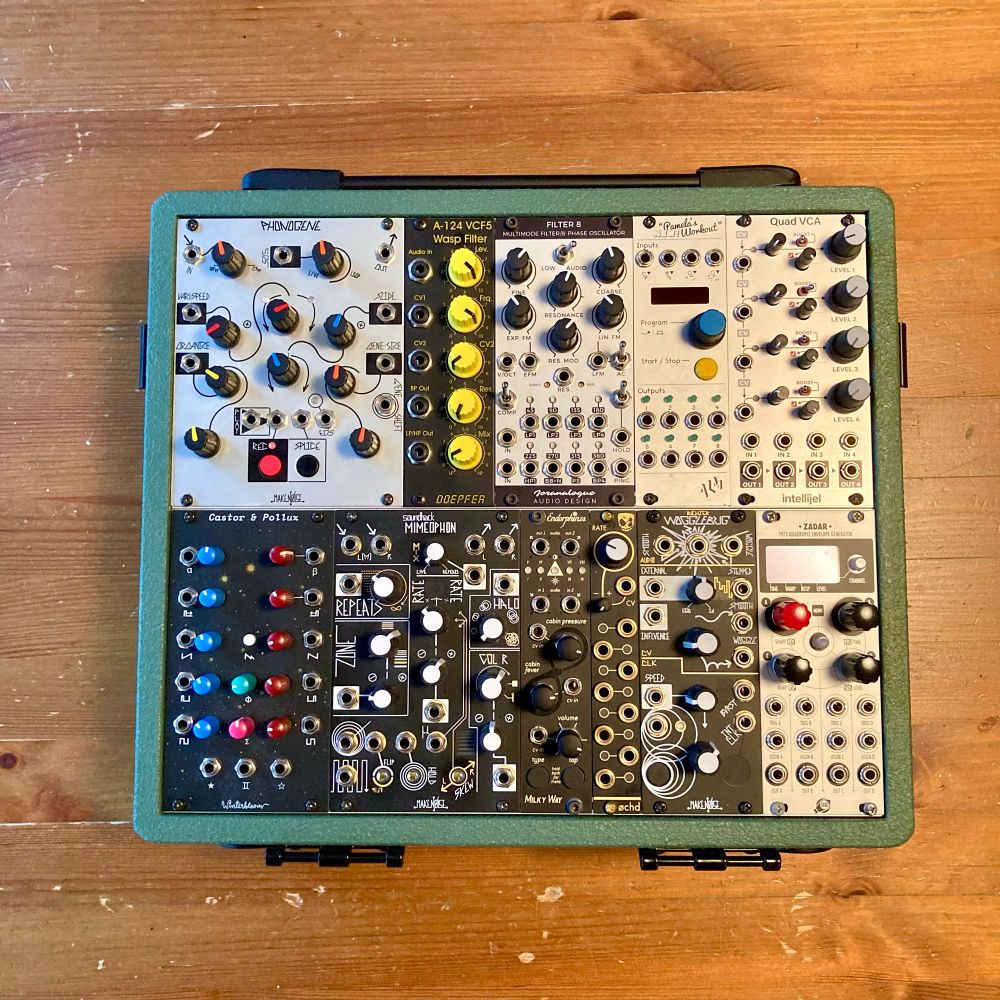 A very nice collection of modules in a Black Hole eurorack case. 