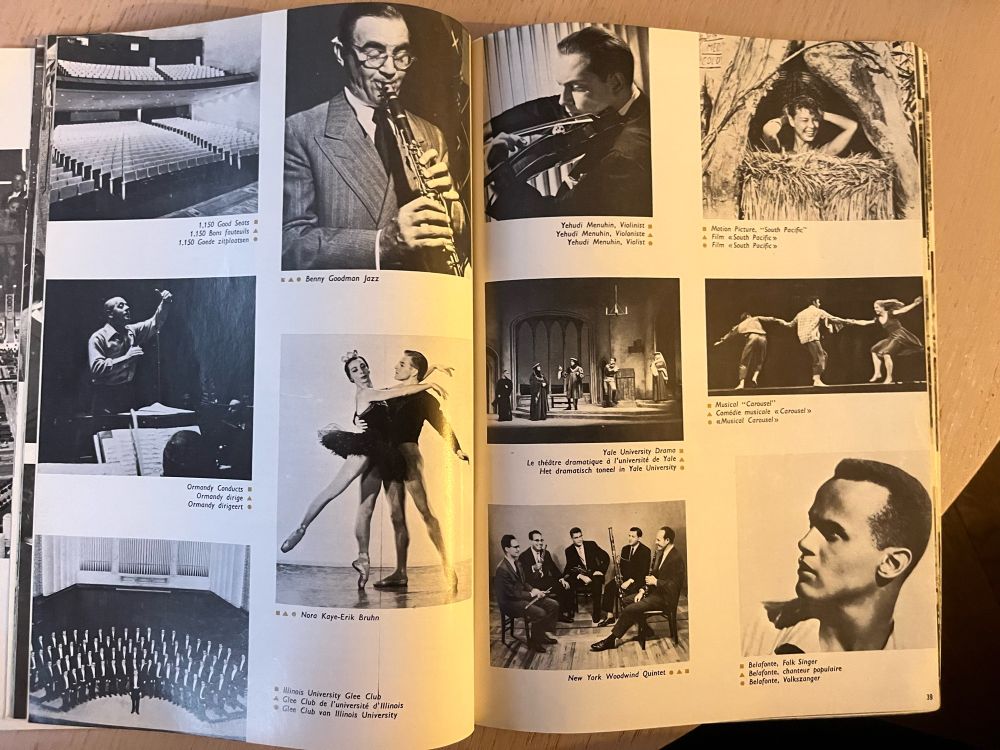 two booklet pages, showing pictures of US American performing artists