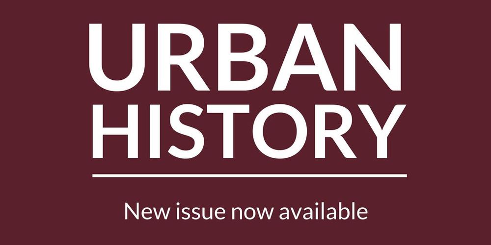 White text on maroon background reads: Urban History. New issue now available.