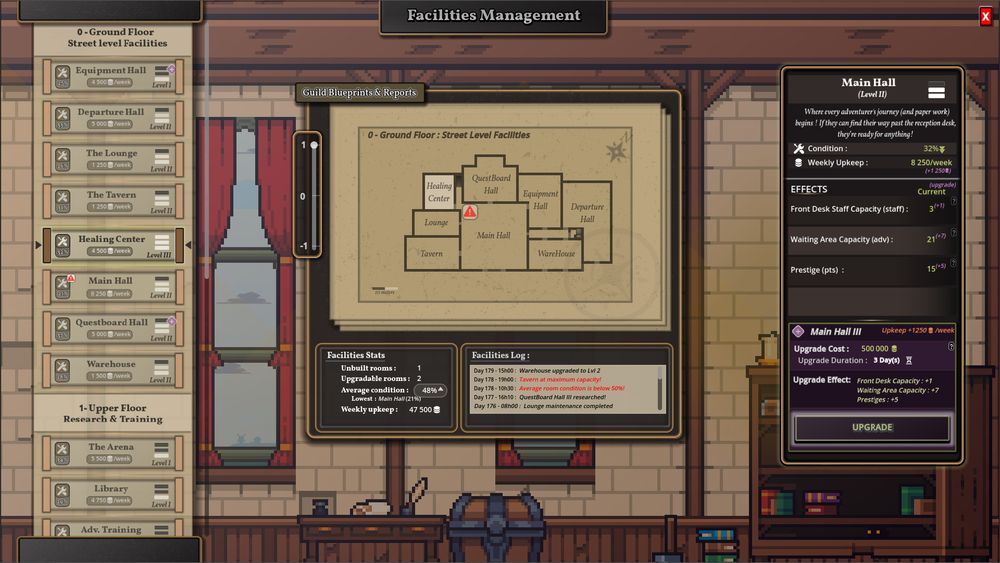 The facilities management Ui in Adv Guild Inc. 