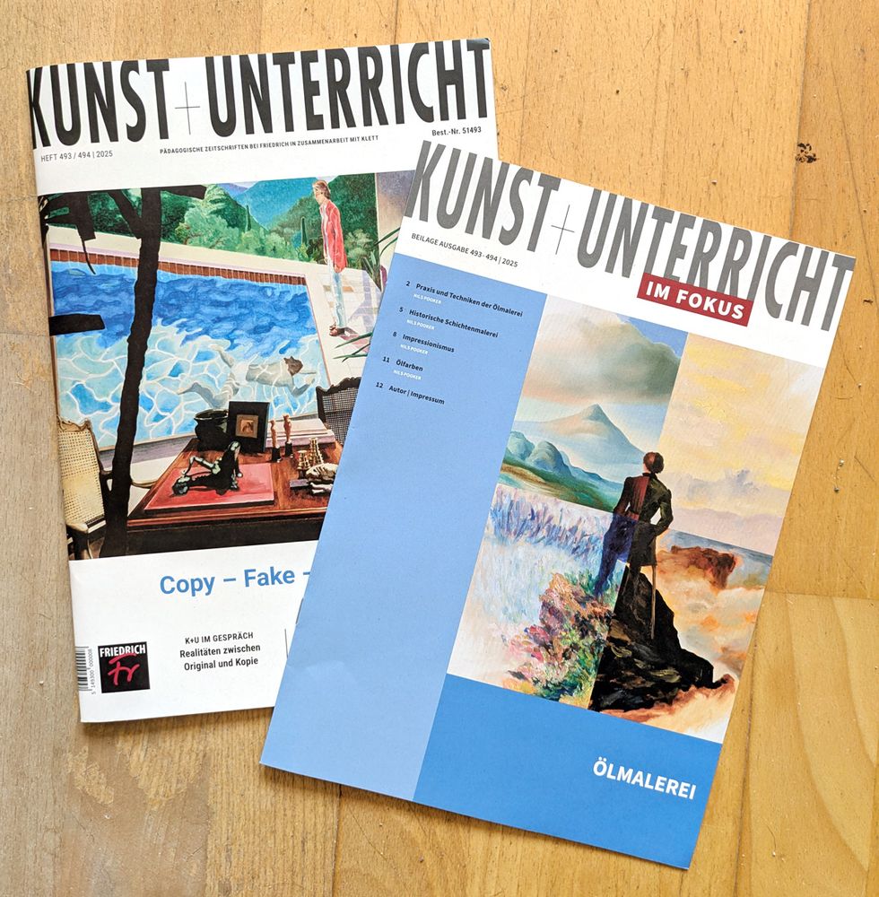 Zeitschrift "Kunst und Unterricht", darüber liegend der Einleger.