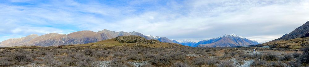 A panorama of Mt Sunday, New Zealand the filming location of Edoras from Lord of the Rings 