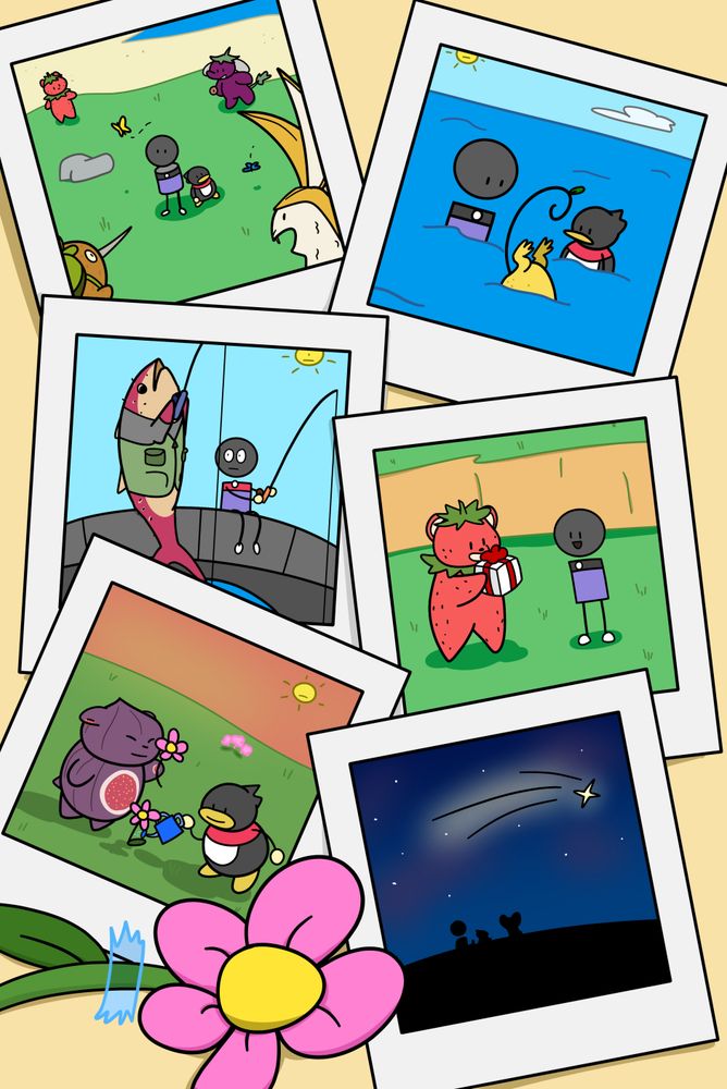 A collage of photos with different characters in each one.