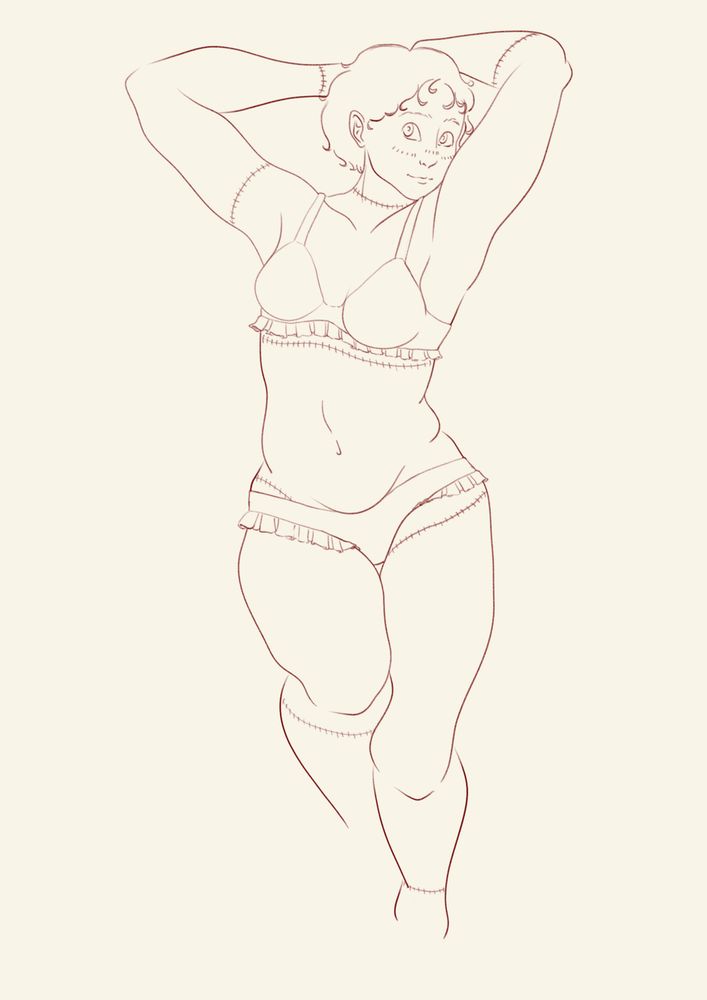 Censored version of my lineart of Chloé's summer