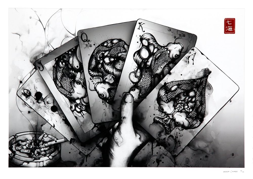 Title: Royal Flush

Artist: Nanami Cowdroy

Medium: Hand signed, limited edition giclée on paper

Edition: #28/100

Year: 2010

Size: 80.0cm x 54.0cm

Good To Know: Unframed, professionally packed, stored flat, condition report available upon request

Price: SGD $350; excludes international shipping and applicable import duties / charges.