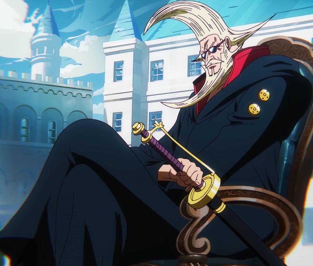 Figarland Garling, a One Piece character with crescent moon haircut
