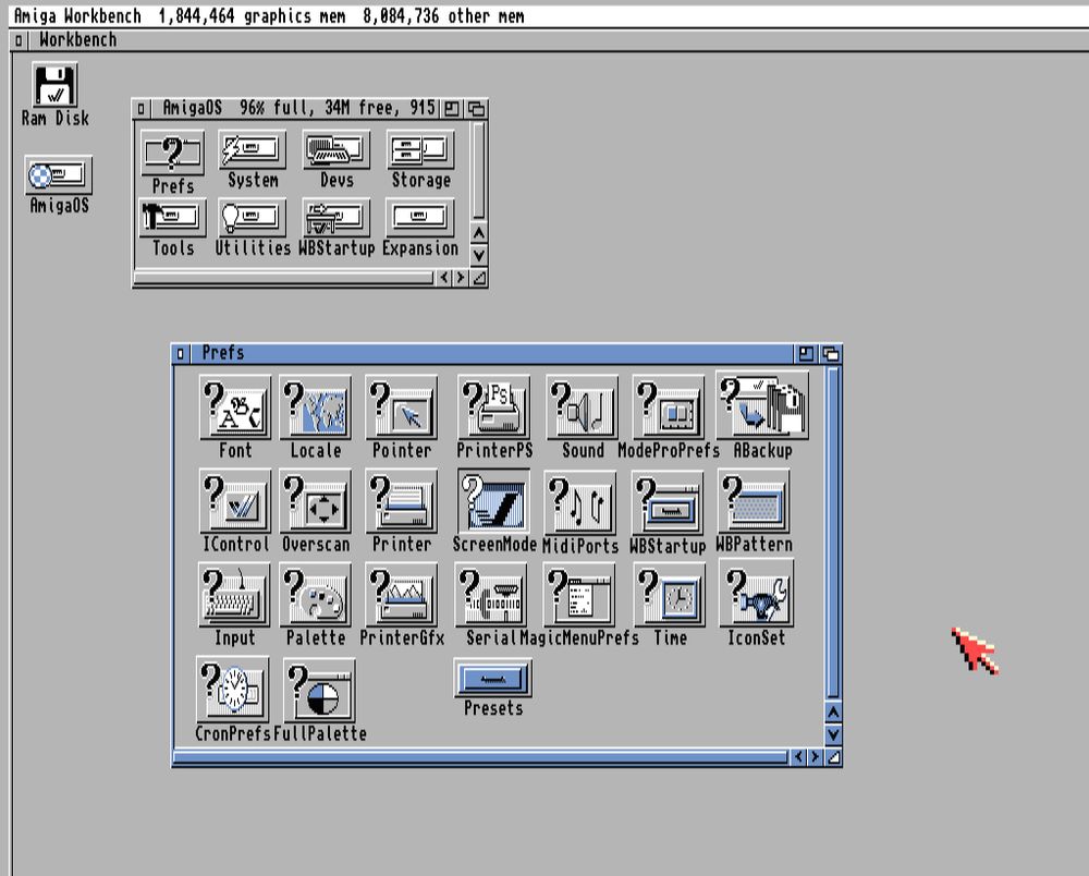 The Amiga emulator WinUAE running Better Workbench 4.3.