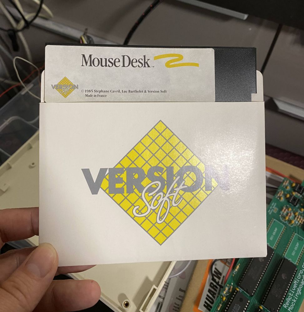 An original floppy disk of MouseDesk 2.