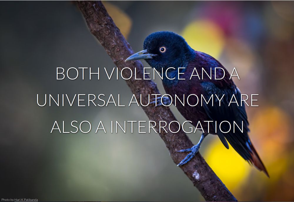 Both violence and universal autonomy are also a interrogation