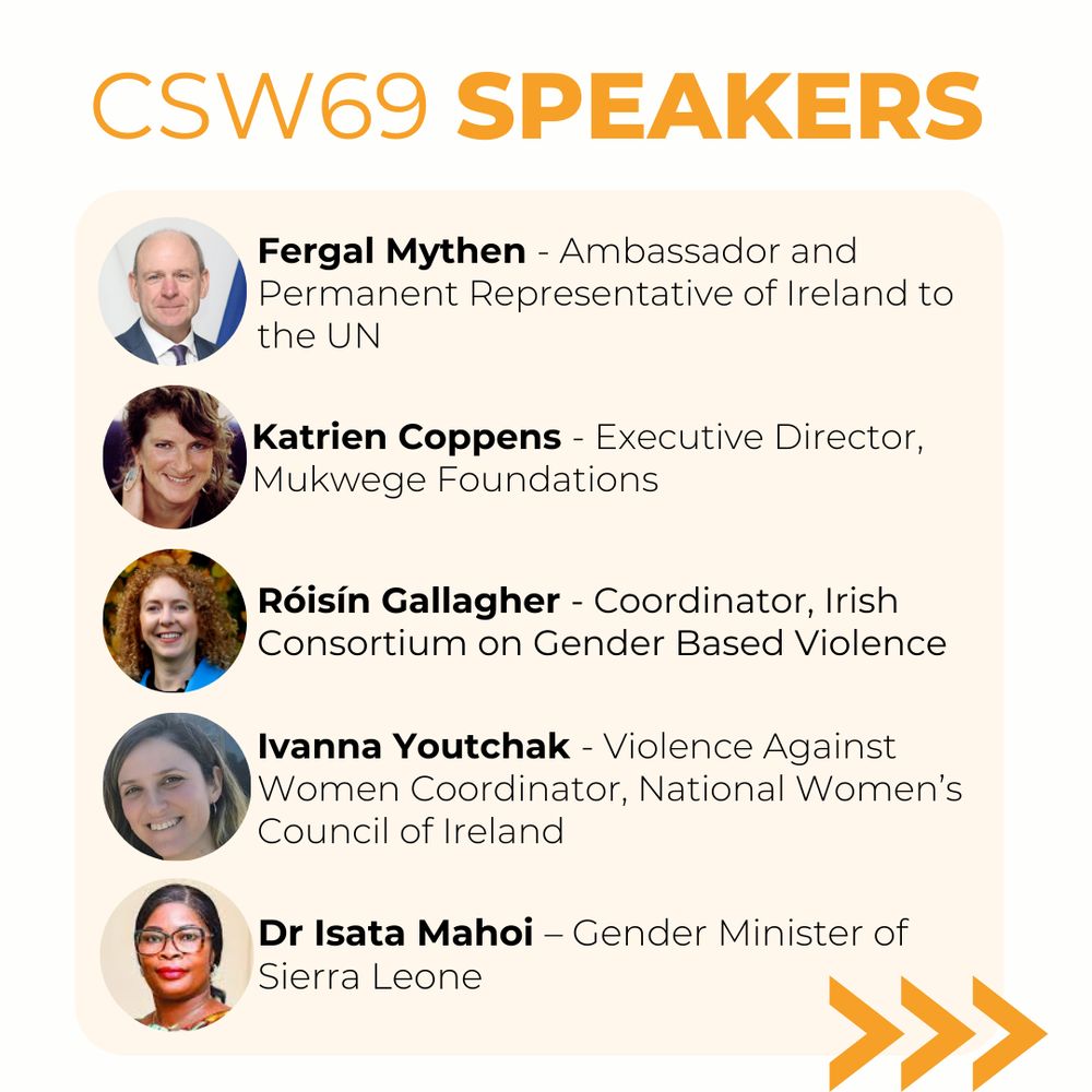 CSW69 speakers, including Katrien Coppens, executive director, Mukwege Foundation as keynote speaker.