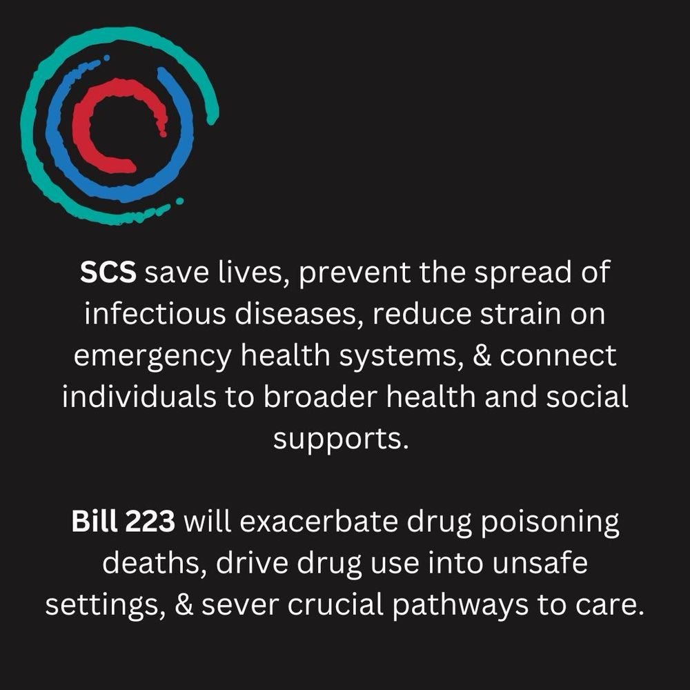SCS save lives, prevent the spread of infectious diseases, reduce strain on emergency health systems, & connect individuals to broader health and social supports.
Bill 223 will exacerbate drug poisoning deaths, drive drug use into unsafe settings, & sever crucial pathways to care.
