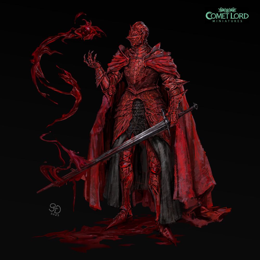 Blood Knight Design and Illustration done for Comet Lord Miniatures 