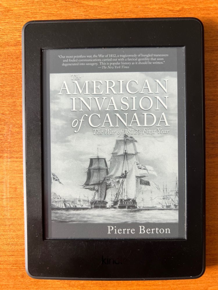 E-reader showing the cover from the omnibus version of Pierre Breton’s two books on the war of 1812
