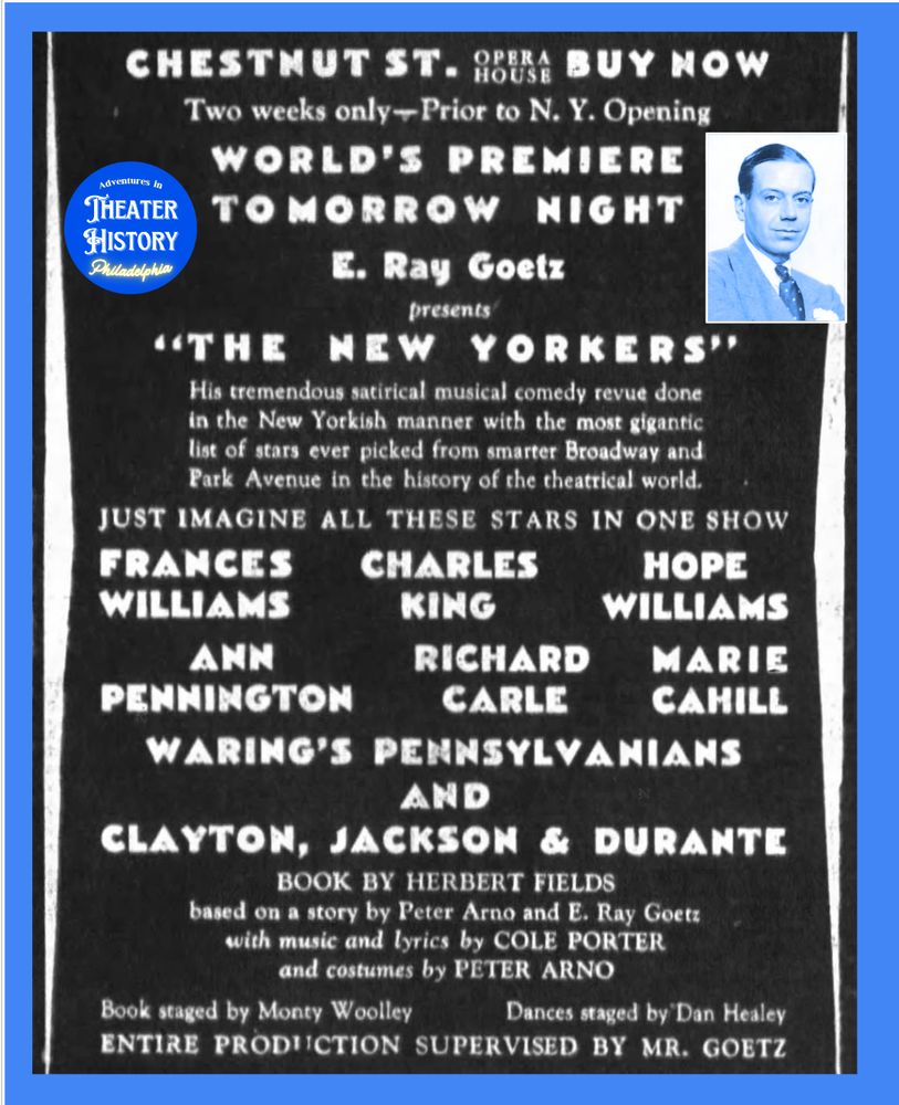 A newspaper ad for "The New Yorkers" from November 1930. "World Premiere Tomorrow Night!"