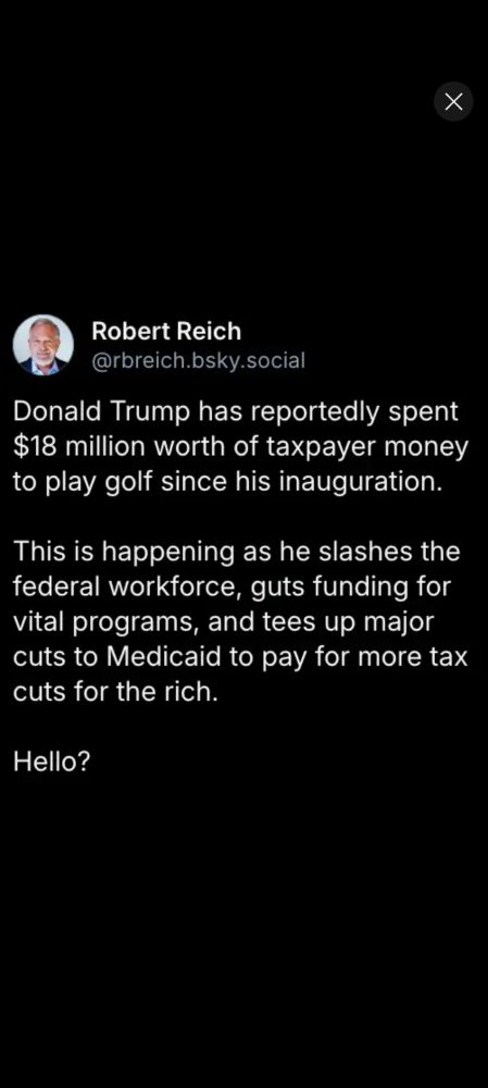 Screen shot of message from Robert Reich