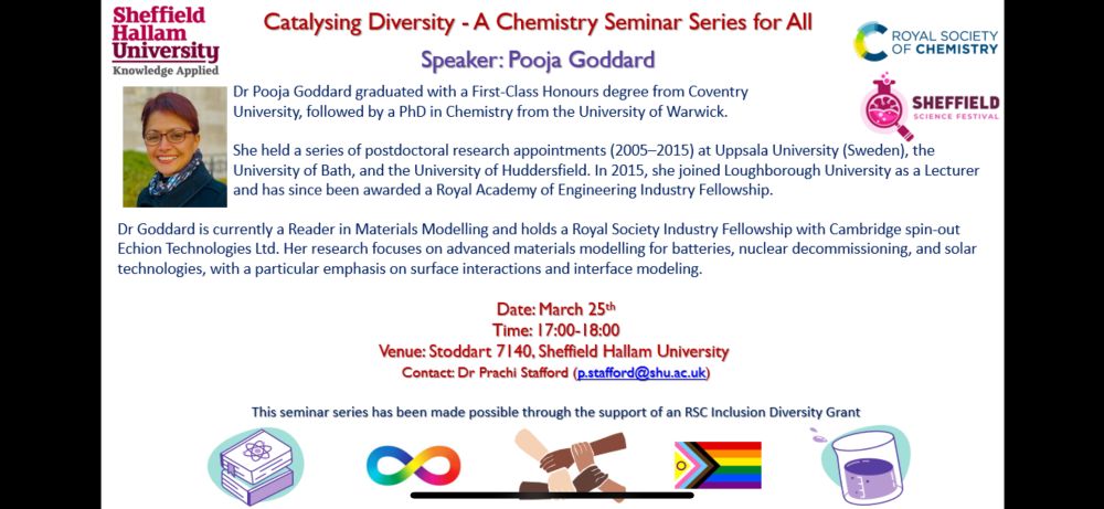 Dr Pooja Goddard is tomorrow’s speaker for our RSC inclusion & diversity talk. Join us online or in person at Sheffield Hallam University.