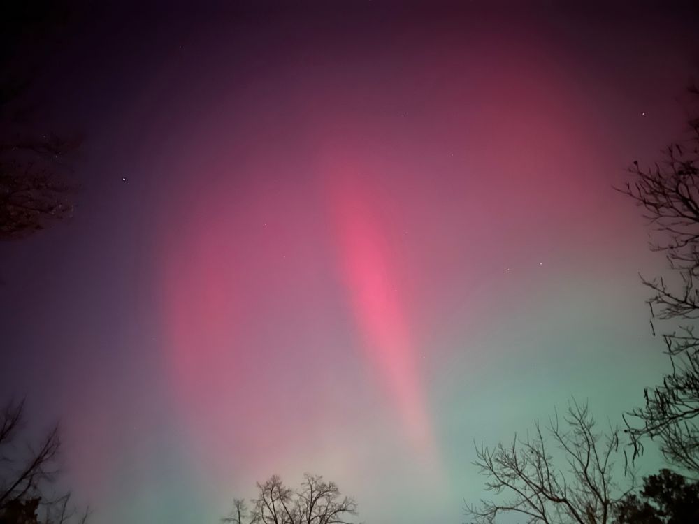Pink pillars light up the sky 