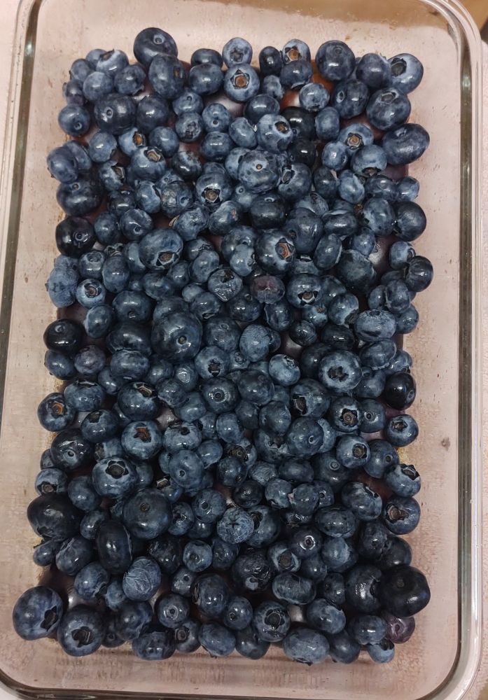 Add a generous layer of blueberries 