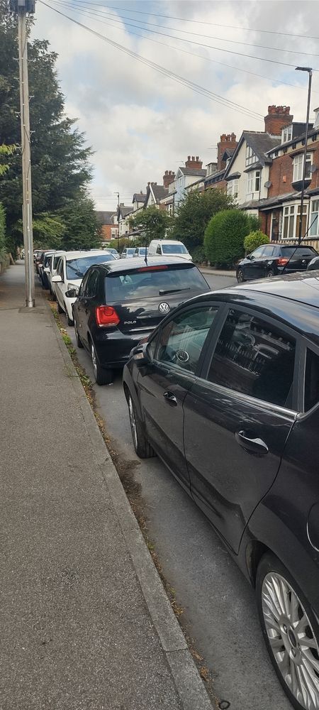 Typical residential street right now.  Full even when everyone in work is parked near work 