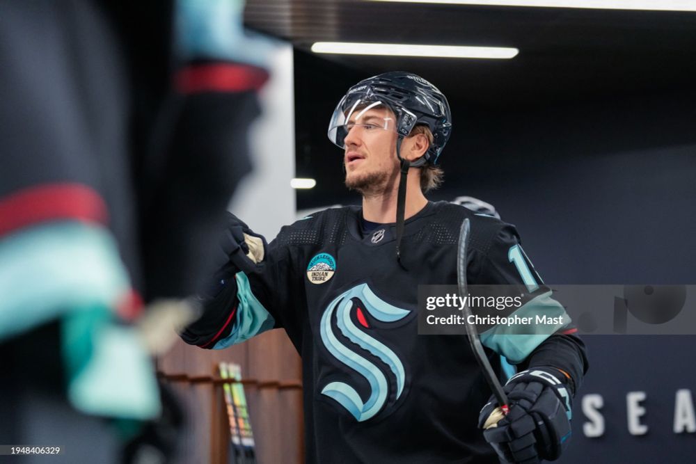 John Hayden, Kraken, dressed in the locker room. 