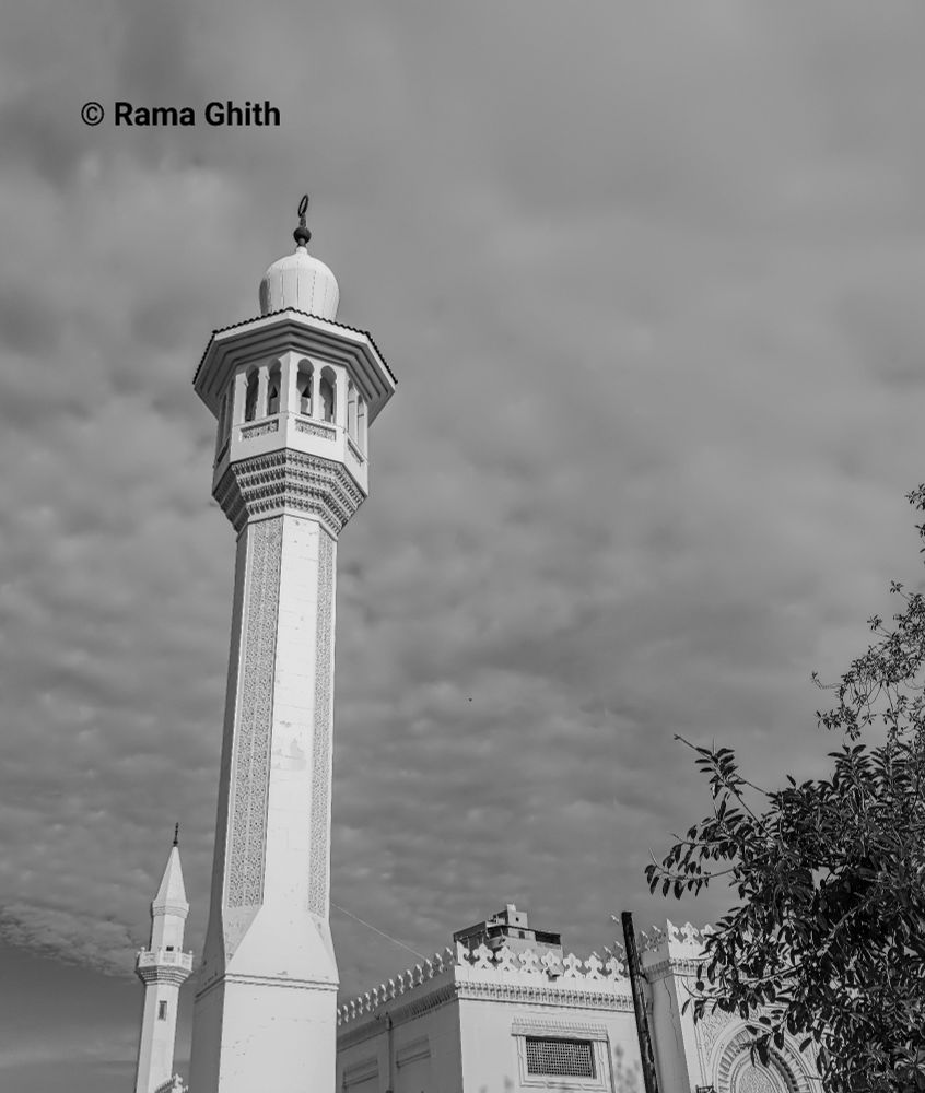 clouds
black and white
mosque
