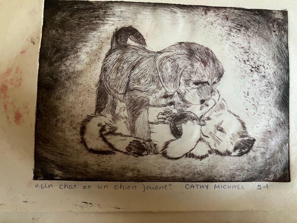 Prince of a dog and cat playing
