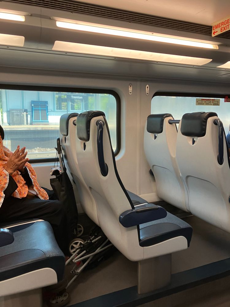 Seats on a train at Trenton, NJ, USA