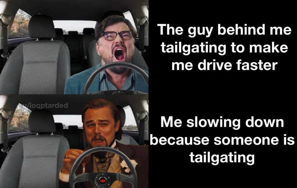 Tailgating meme with Leo DiCaprio.