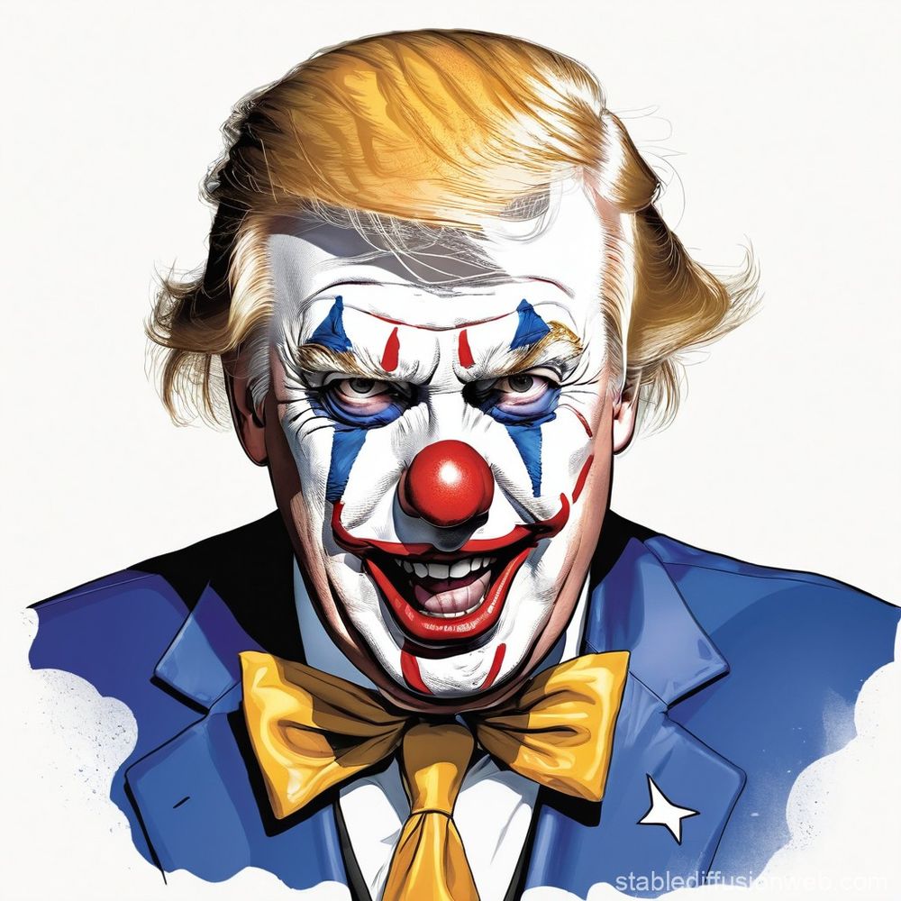 Trump drawn as a killer clown.