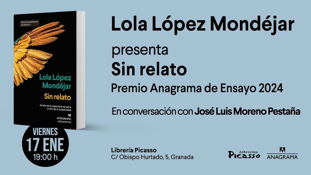 Estaremos en Granada, conversando con José Luis Moreno Pestaña sobre Sin relato. 