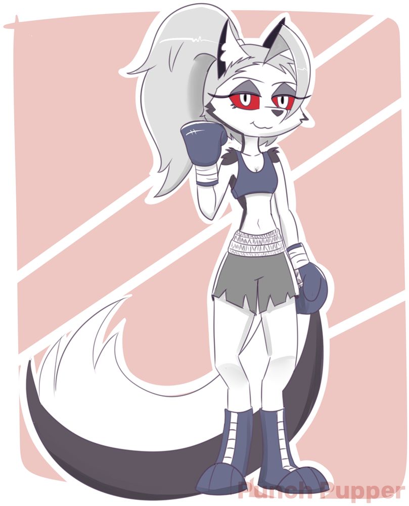 Loona from Helluvaboss dressed as a pro boxer
