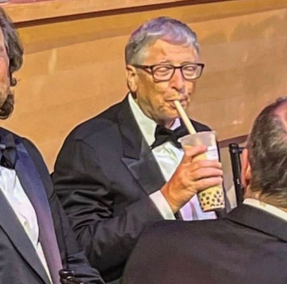 Bill Gates drinking boba like a real Milhouse, with smug satisfaction and nonchalance.

That’s all made up, of course. it’s just a well-timed pap pic, but the sentiment remains