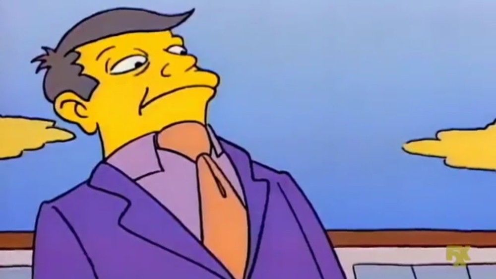 The Simpsons' Principal Skinner looking down dubiously, widely popularized as the "pathetic" meme.