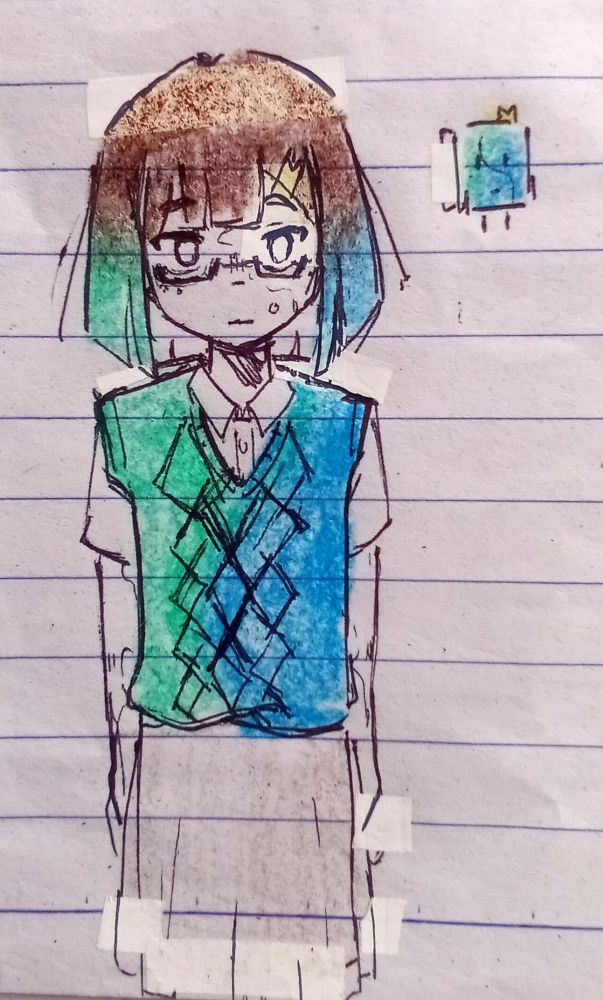 The inside of her hair is supposed to be white, representing her book pages. I just didn't colored it.