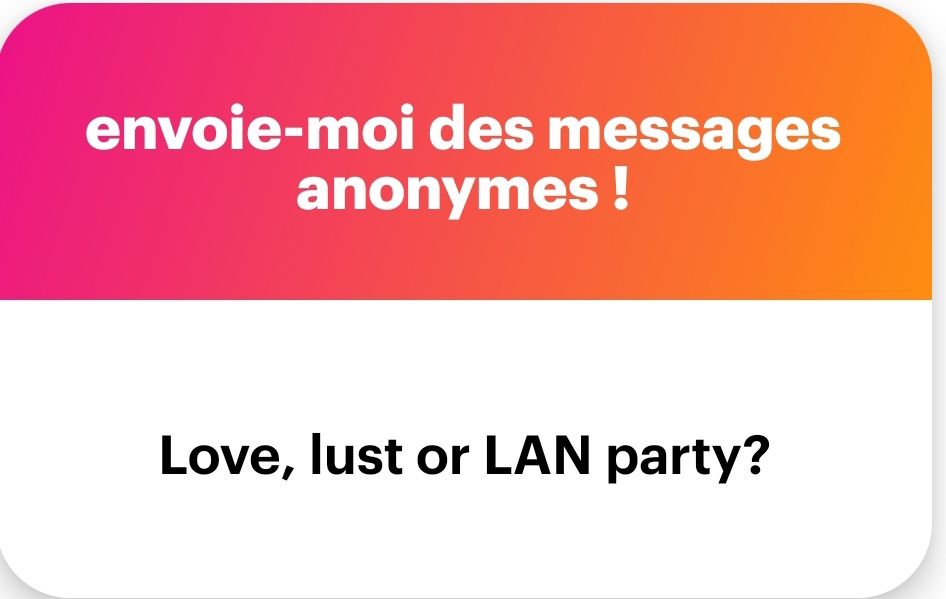 Love, list of LAN party ?