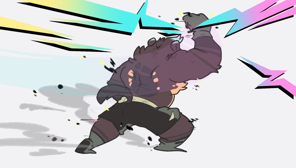 Anthro wolverine doing some sort of sliding uppercut