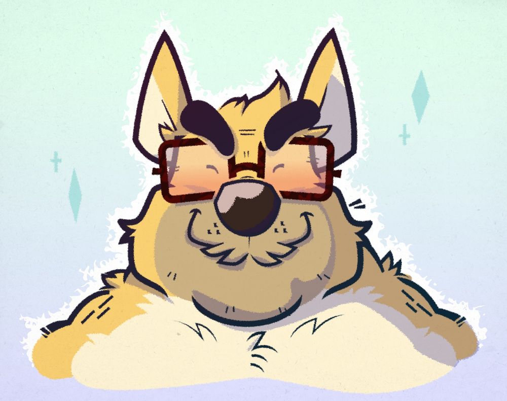 Bust of chubby anthro corgi