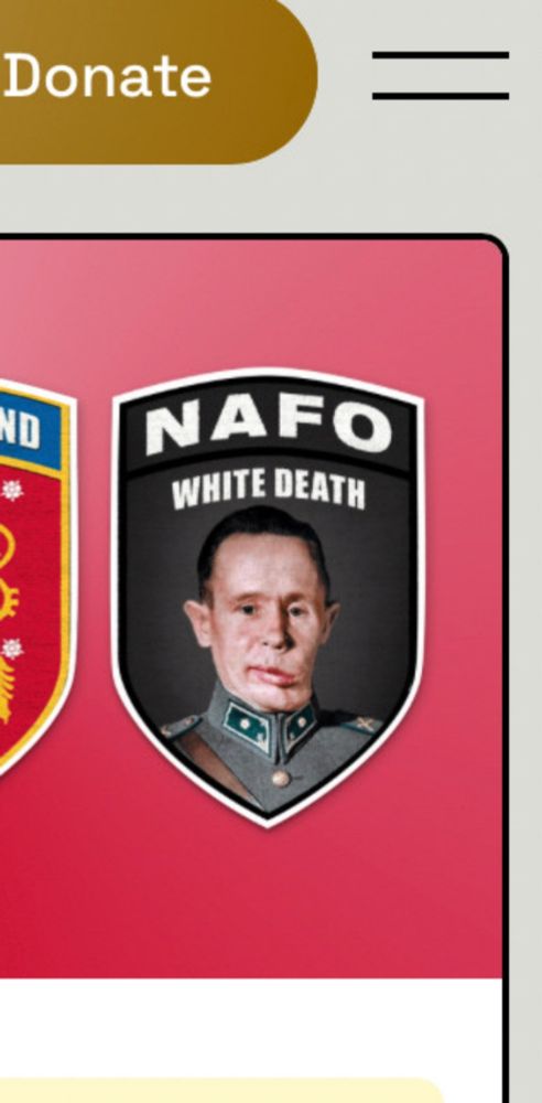 A NAFO 'White Death' patch, depicting a Nazi with a face resembling Peter Theils! 