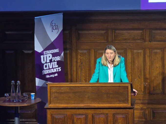 Parliamentary Secretary for the Cabinet Office Georgia Gould MP giving a speech to the FDA Annual Delegate Conference 2025. 