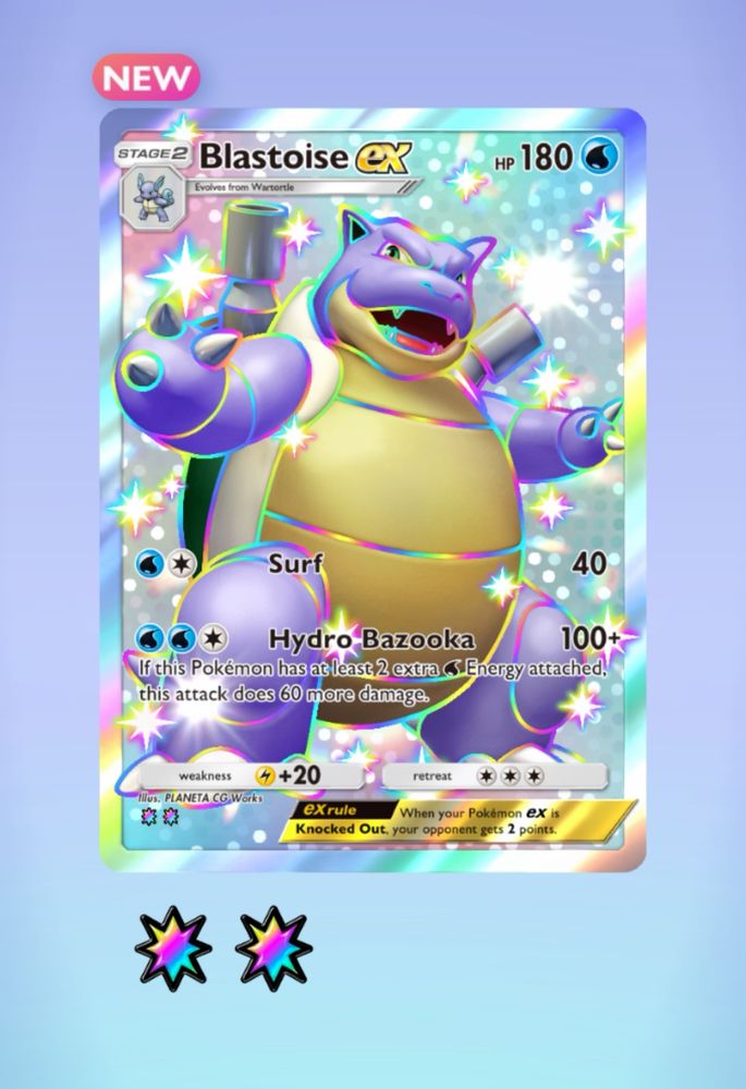 Shiny Blastoise EX from Pokémon TCGP