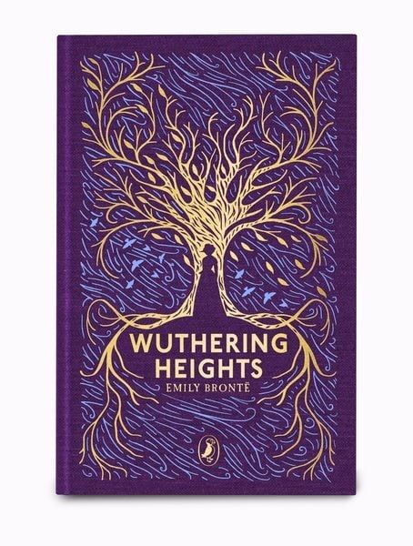 Wuthering Heights pretty purple and gold edition with the silhouette of Catherine inside the golden wild tree. Some birds in lilac & designs around the tree evoking moving air.
