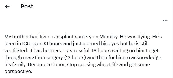 Recent instance of organ donation