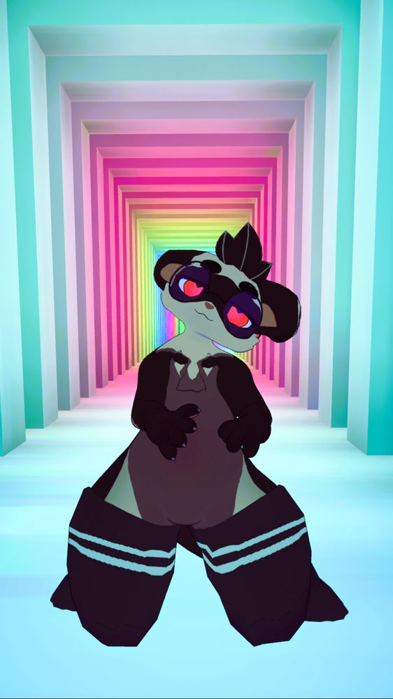 Toony Ferret in rainbow colored space
