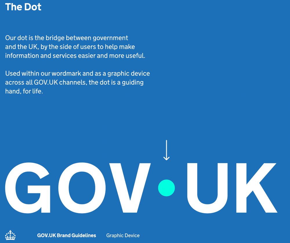 Image from a page from UK Government's Brand Guidelines (25 June 2025) that describes the new dot in the logo.
Source: https://www.gov.uk/government/publications/govuk-brand-guidelines