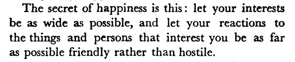 Quotation from Bertrand Russell's 1930 book, The Conquest of Happiness, concerning 