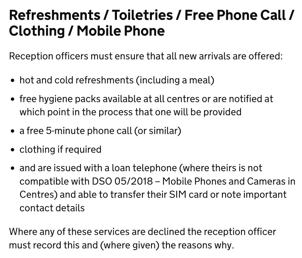 Extract of UK Govt Home Office Guidance on Reception and induction checklist and supplementary guidance (accessible) Source: https://www.gov.uk/government/publications/reception-and-induction-checklist-and-supplementary-guidance/reception-and-induction-checklist-and-supplementary-guidance-accessible