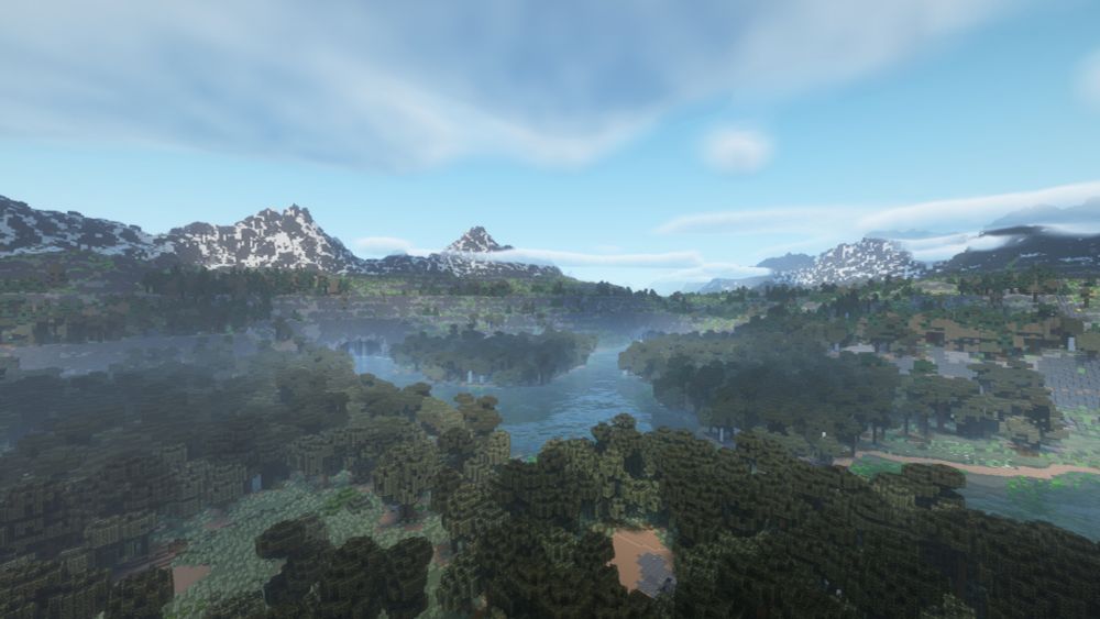 Completely irrelevant screenshot of a Minecraft valley, surrounded by mountains and filled with rivers and forests. A majestic sight, that holds no connection with the post. 
